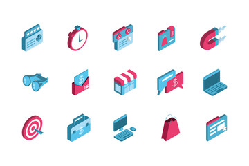 Isolated digital marketing icon set vector design