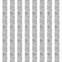 Vertical lines of triangles. Hand drawn decorative pattern. Conceptual fashion print for graphic design. White background