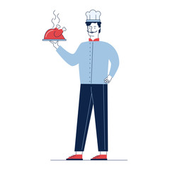 Chief holding tray with poultry