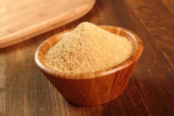 Cane Sugar in wooden bowl