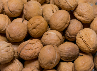 many large walnuts in a shell
