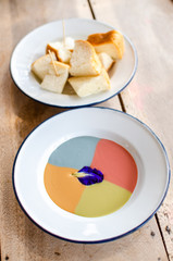 four flavors steamed custard serve with steamed bread