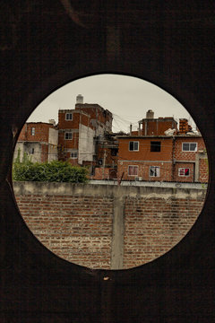 favella neighborhood from old train window