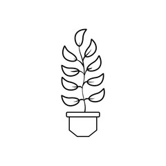 foliage leaves pot plants line style icon