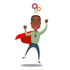 An african company officer with gear have a strong marketing strategy to share in company. Leadership concept. A Contemporary style . Vector flat