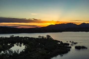 Fototapeta premium sunset in the hills golden hour