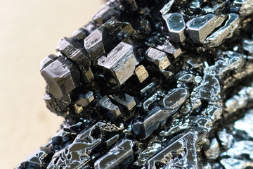 Crystals of iodine, iodine in metal form.