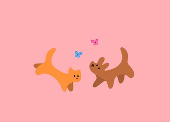 cat and dog cartoon illustration character 