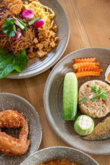 northern thai food on wooden table