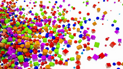 multi-colored simple three-dimensional figures on a white background. 3d render illustration