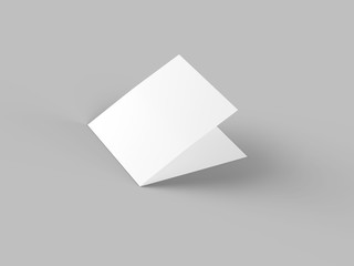 Brochure in square format folded to two - mockup. 3d illustration