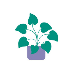 tropical leaves in pot plants flat icon