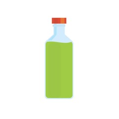 Flask or bottle with a liquid. On a white background. Isolated. Vector flat design illustration.