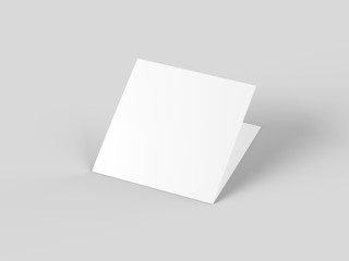 Brochure in square format folded to two - mockup. 3d illustration
