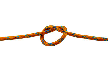 overhand knot orange rope example, with transparent background, isolated