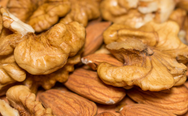 delicious almonds, peeled walnuts