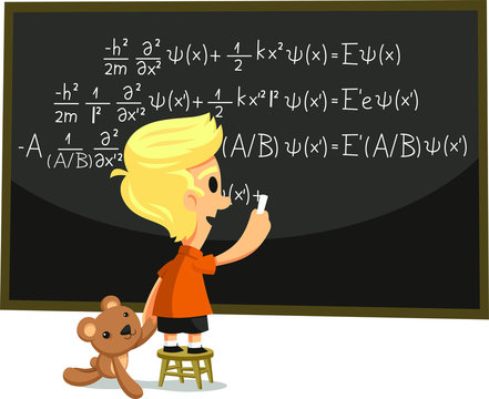 little boy solving equation
