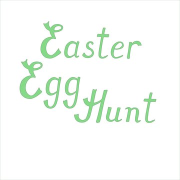 Easter egg hunt, hand written vector inscription, tender colors, isolated on the white background, suitable for greeting cards and invitations for holiday event, editable text