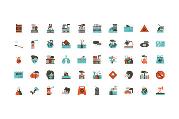 Isolated industrial and pollution icon set vector design