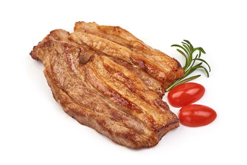 Fried pork belly, isolated on white background