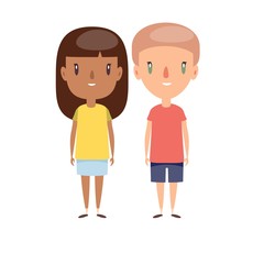 Boy and girl - characters. Vector flat design illustration.