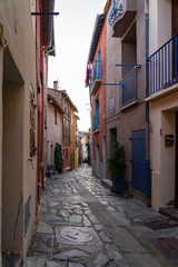 Old town of Collioure, France, a popular resort town on Mediterranean sea.