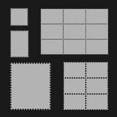 Post stamps set. Different postage symbols.