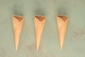 empty ice cream cones on table