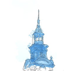 Stylized Baroque Architecture Element - Lviv City Landscape - Temple Dome Tower