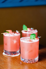 Group of cocktails on a table