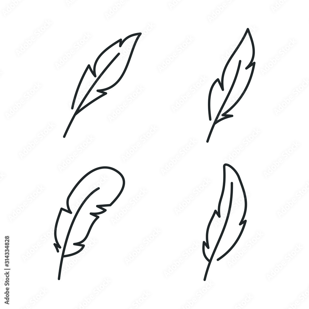 Poster Feather, Pen icon template color editable. Feather symbol vector sign isolated on white background illustration for graphic and web design.