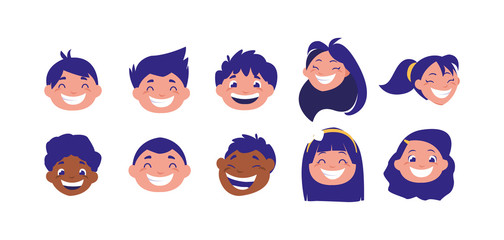 Isolated set of boys and girls avatars vector design