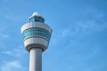 Fototapeta na wymiar Air control tower in the Netherland's morning light.