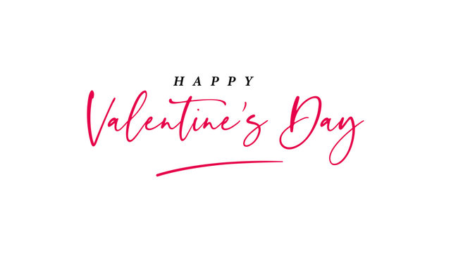 Happy Valentine's Day  lettering pink text handwriting  calligraphy isolated on white background. Greeting Card Vector Illustration