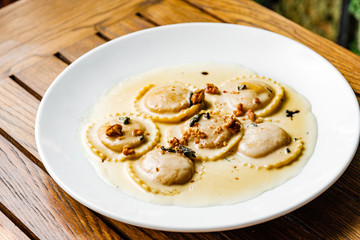 Plate of raviolis