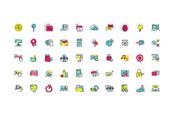 Isolated digital marketing icon set vector design