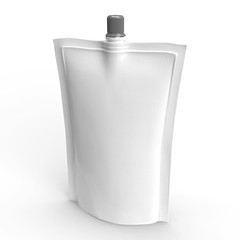 White Plastic Pouch With Batcher White Background Ready for Mock Up