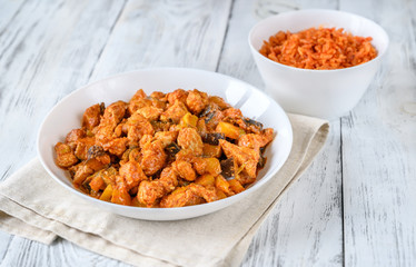 Bowl of red chicken curry