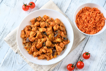 Bowl of red chicken curry