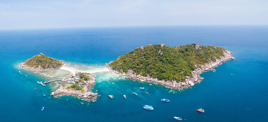 Koh Nang Yuan close to Koh Tao Thailand Aerial with drone