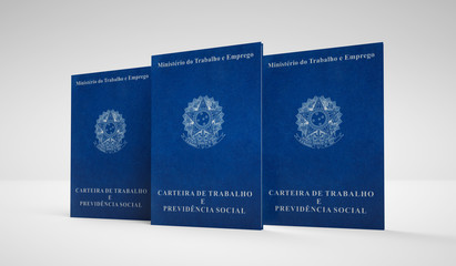 Brazilian work document and social security document on white background. 3D Rendering.