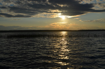 Sunset on the lake a quiet place