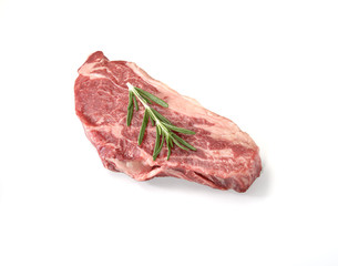fresh raw marbled beef steak  on a white background