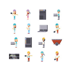 Isolated programming and construction icon set vector design