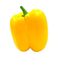 fresh yellow sweet peeper or bell pepper vegetable. beauty capcicum decorative food. Isolated on white background with clipping path