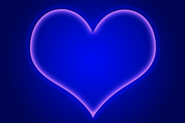 Corazón iluminado sobre fondo azul.