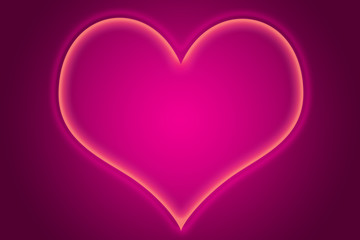 Corazón iluminado sobre fondo rosa.