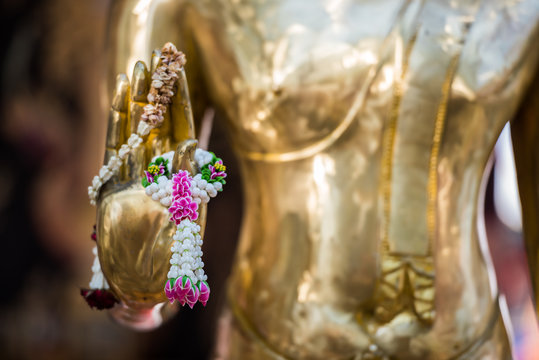 Meditation hand of the golden Buddha hand.
