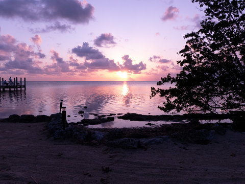 colourful sunset at the beach of layton, florida keys