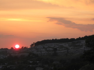 sunset in mountains